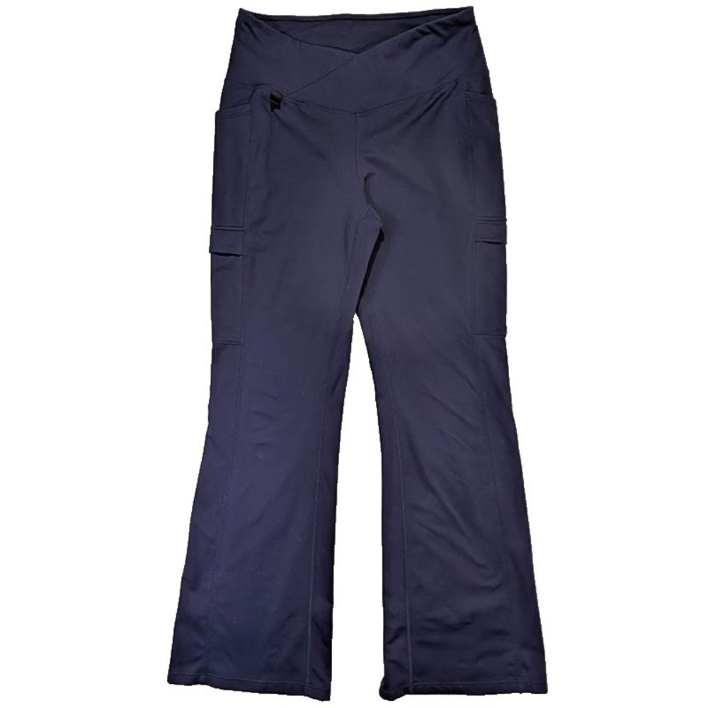 Baleaf Crossover High Waist Flare Leggings Pants Womens L‎ Navy Athleisure Yoga